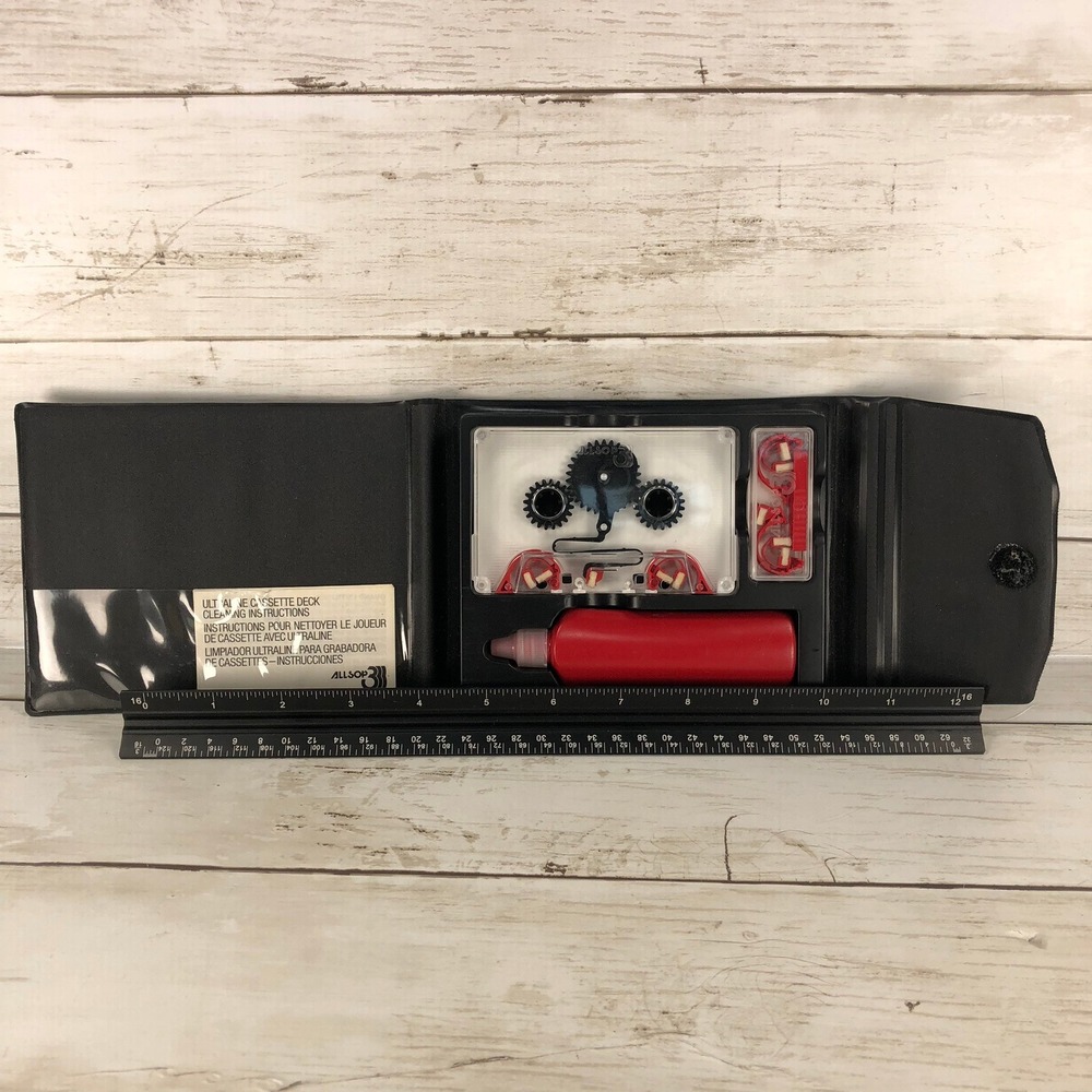 Allsop 3 Ultimate Cassette Deck Cleaning Kit Black Trifold Case Vintage Audio